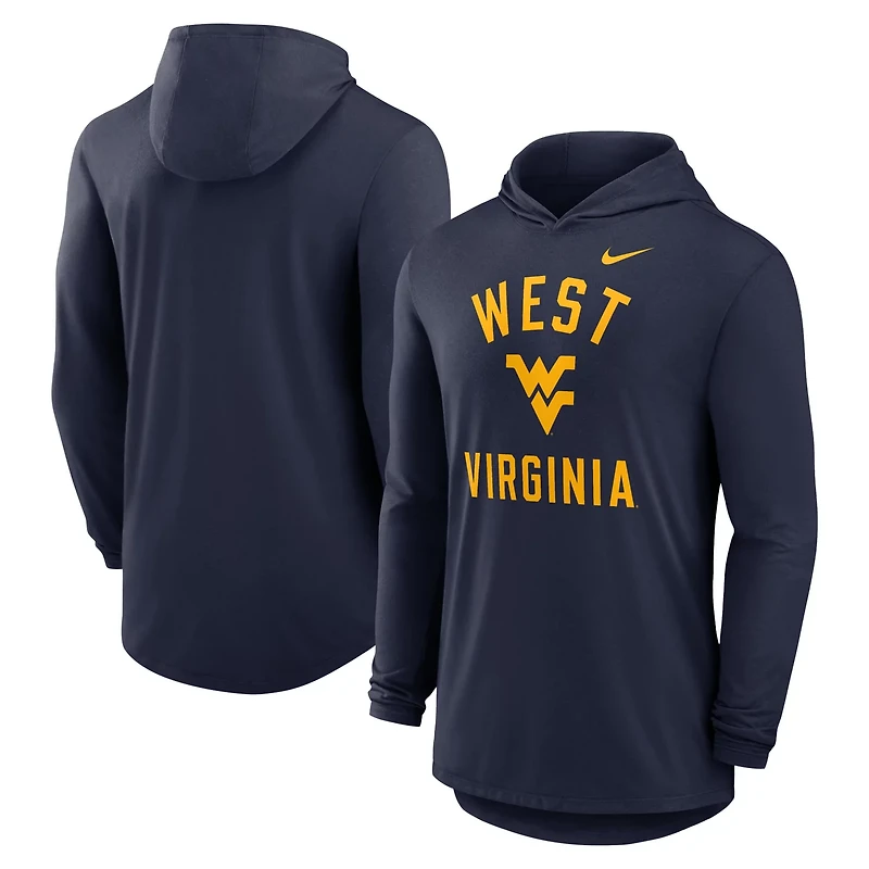 Nike West Virginia Mountaineers Classic Arch Tri-Blend Performance Long Sleeve Hoodie T-Shirt