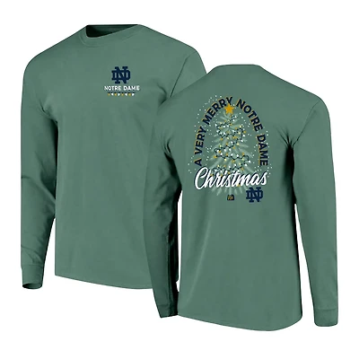 Notre Dame Fighting Irish Comfort Colors Merry Christmas Tree Long Sleeve T-Shirt