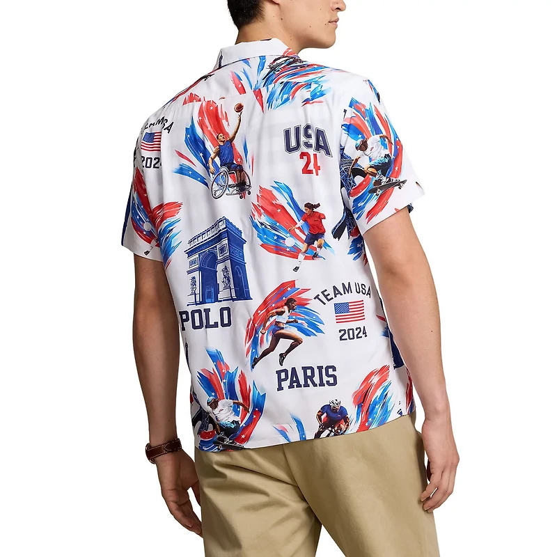 Polo Ralph Lauren Team USA 2024 Summer Olympics Villagewear Allover Print Short Sleeve Button-Down Shirt