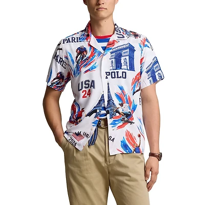 Polo Ralph Lauren Team USA 2024 Summer Olympics Villagewear Allover Print Short Sleeve Button-Down Shirt