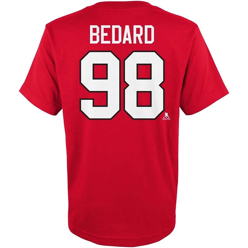 Preschool Connor Bedard Chicago Blackhawks Authentic Stack Name  Number T-Shirt
