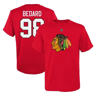 Preschool Connor Bedard Chicago Blackhawks Authentic Stack Name  Number T-Shirt