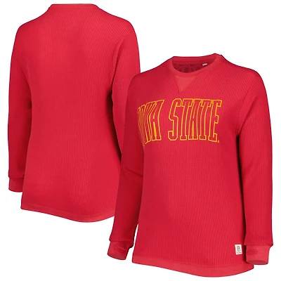 Pressbox Cardinal Iowa State Cyclones Surf Plus Southlawn Waffle-Knit Thermal Tri-Blend Long Sleeve T-Shirt