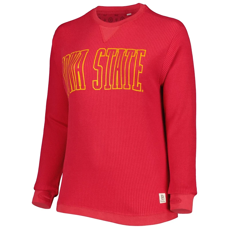 Pressbox Cardinal Iowa State Cyclones Surf Plus Southlawn Waffle-Knit Thermal Tri-Blend Long Sleeve T-Shirt
