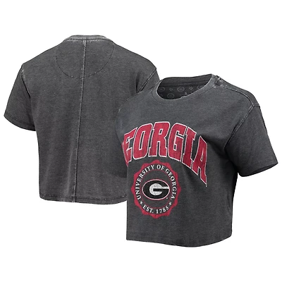 Pressbox Georgia Bulldogs Edith Vintage Burnout Crop T-Shirt