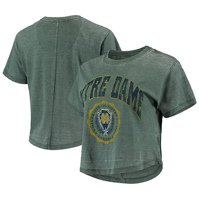 Pressbox Heather Notre Dame Fighting Irish Edith Vintage Burnout Crop T-Shirt
