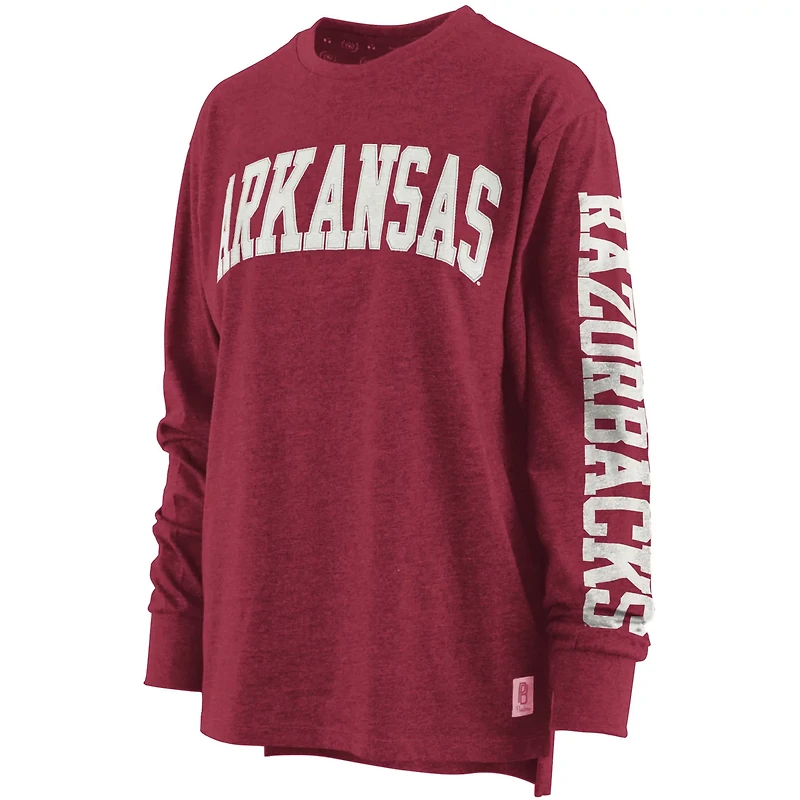 Pressbox Heathered Arkansas Razorbacks Two-Hit Canyon Long Sleeve T-Shirt