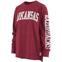 Pressbox Heathered Arkansas Razorbacks Two-Hit Canyon Long Sleeve T-Shirt