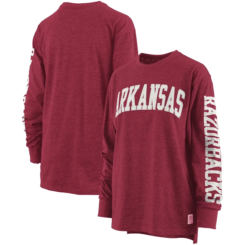 Pressbox Heathered Arkansas Razorbacks Two-Hit Canyon Long Sleeve T-Shirt