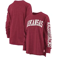 Pressbox Heathered Arkansas Razorbacks Two-Hit Canyon Long Sleeve T-Shirt