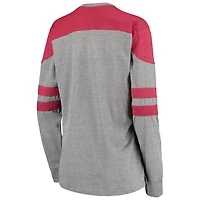 Pressbox Heathered Gray/Crimson Oklahoma Sooners Peyton Sleeve Stripe Applique Long Sleeve T-Shirt