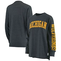 Pressbox Heathered Michigan Wolverines Two-Hit Canyon Long Sleeve T-Shirt
