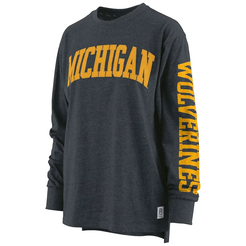 Pressbox Heathered Michigan Wolverines Two-Hit Canyon Long Sleeve T-Shirt