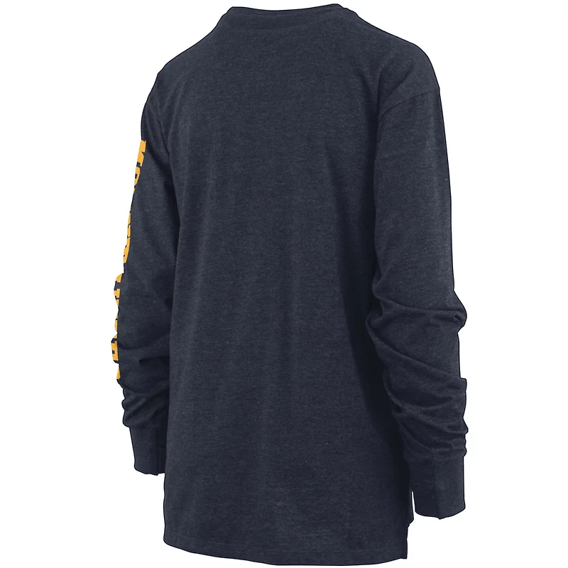 Pressbox Heathered West Virginia Mountaineers Two-Hit Canyon Long Sleeve T-Shirt