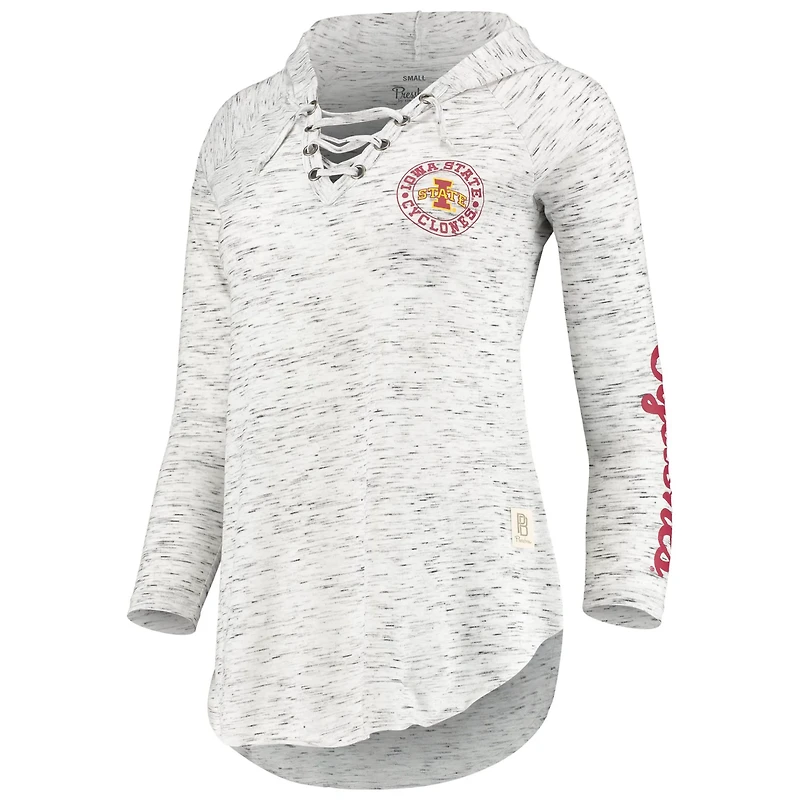 Pressbox Iowa State Cyclones Space Dye Lace-Up V-Neck Long Sleeve T-Shirt
