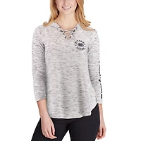 Pressbox Penn State Nittany Lions Space Dye Lace-Up V-Neck Long Sleeve T-Shirt