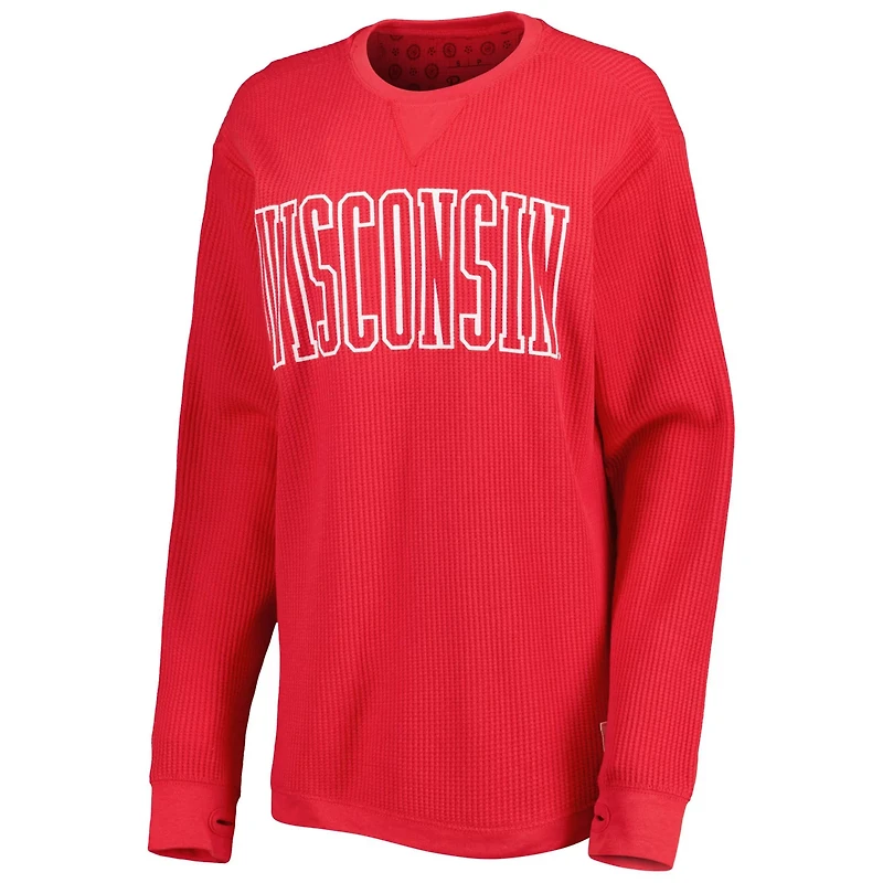 Pressbox Wisconsin Badgers Surf Plus Southlawn Waffle-Knit Thermal Tri-Blend Long Sleeve T-Shirt