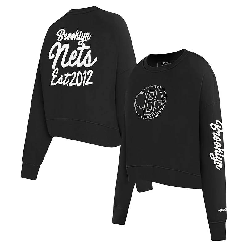 Pro Standard Brooklyn Nets Paint The City Cropped Pullover Sweatshirt
