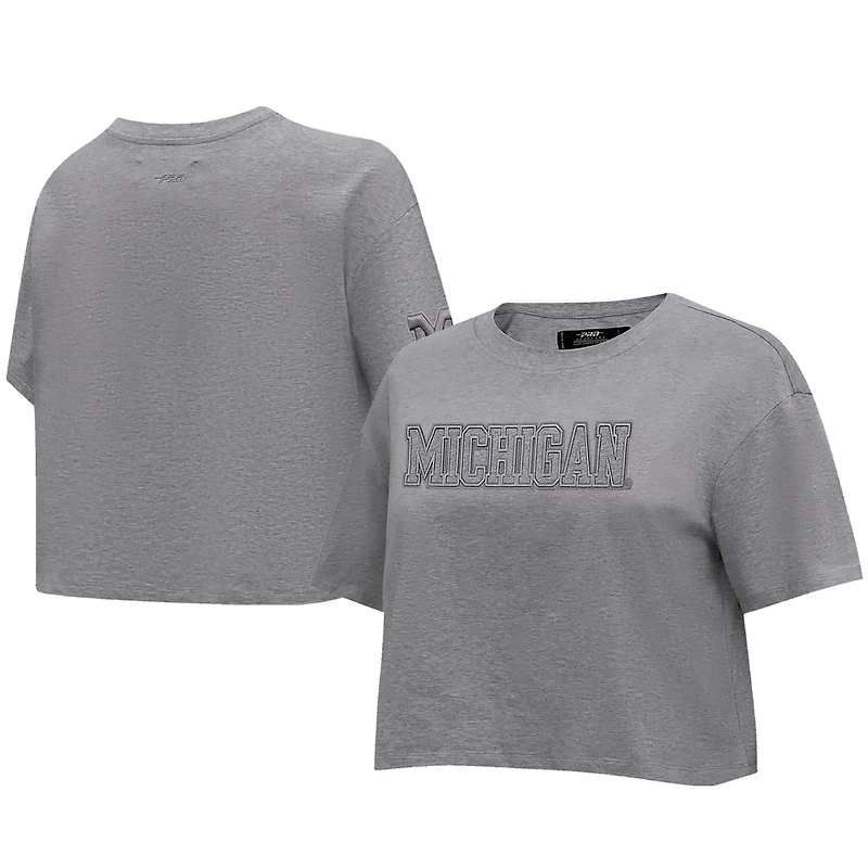 Pro Standard Michigan Wolverines Tonal Neutral Boxy Cropped T-Shirt