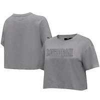 Pro Standard Michigan Wolverines Tonal Neutral Boxy Cropped T-Shirt