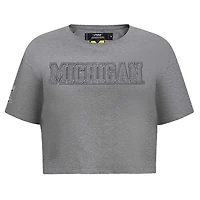 Pro Standard Michigan Wolverines Tonal Neutral Boxy Cropped T-Shirt