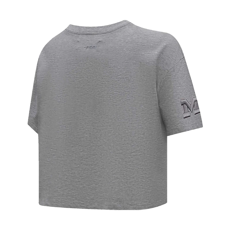 Pro Standard Michigan Wolverines Tonal Neutral Boxy Cropped T-Shirt