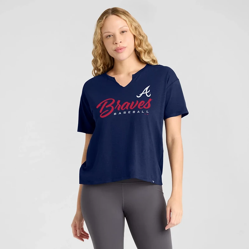 Profile Atlanta Braves Plus Wordmark Notch Neck T-Shirt