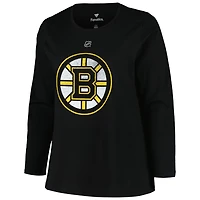 Profile David Pastrnak Boston Bruins Plus Distressed Printed Name  Number Long Sleeve T-Shirt