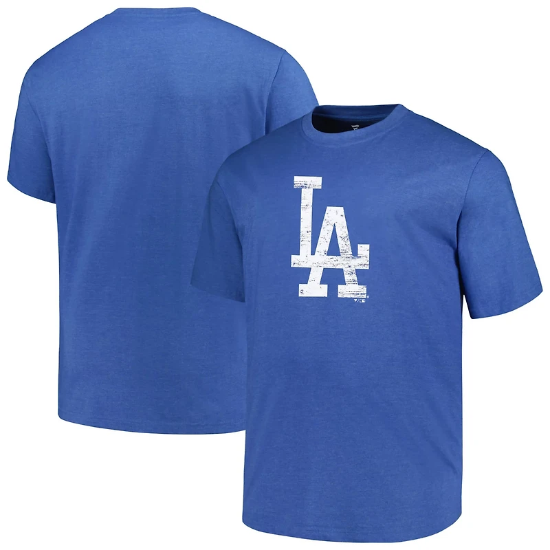 Profile Heather Los Angeles Dodgers Big  Tall Weathered Logo T-Shirt