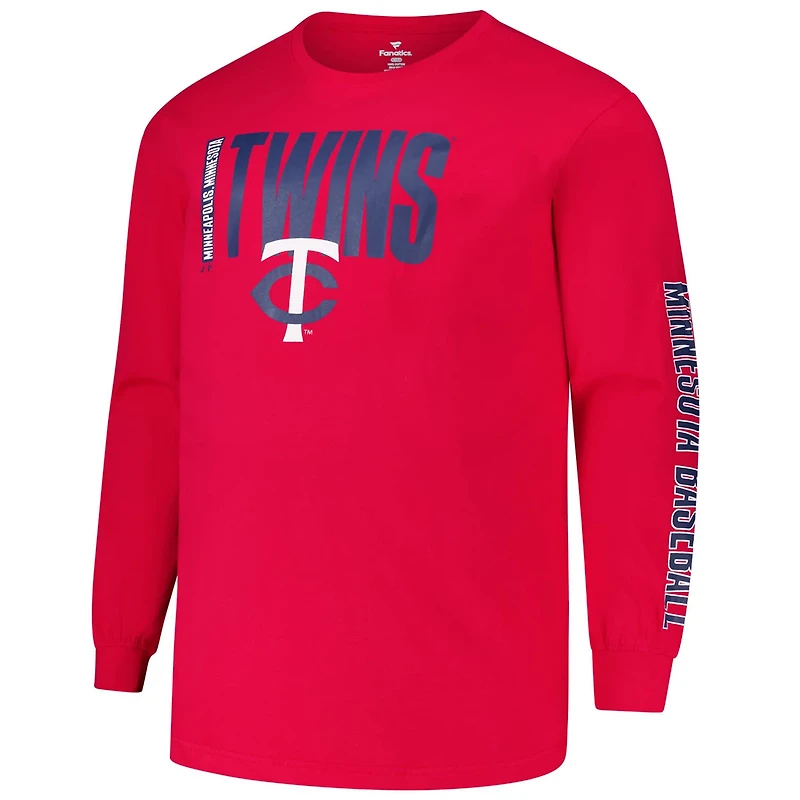 Profile Minnesota Twins Big Tall Two-Hit Long Sleeve T-Shirt