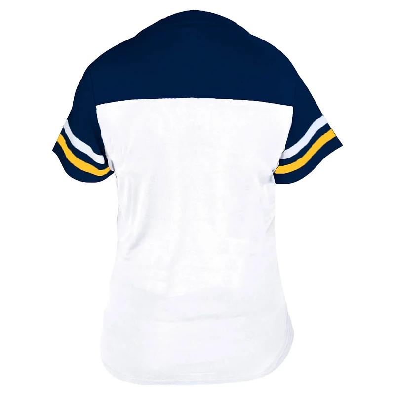 Profile Navy Milwaukee Brewers Plus Two-Stripe V-Neck T-Shirt