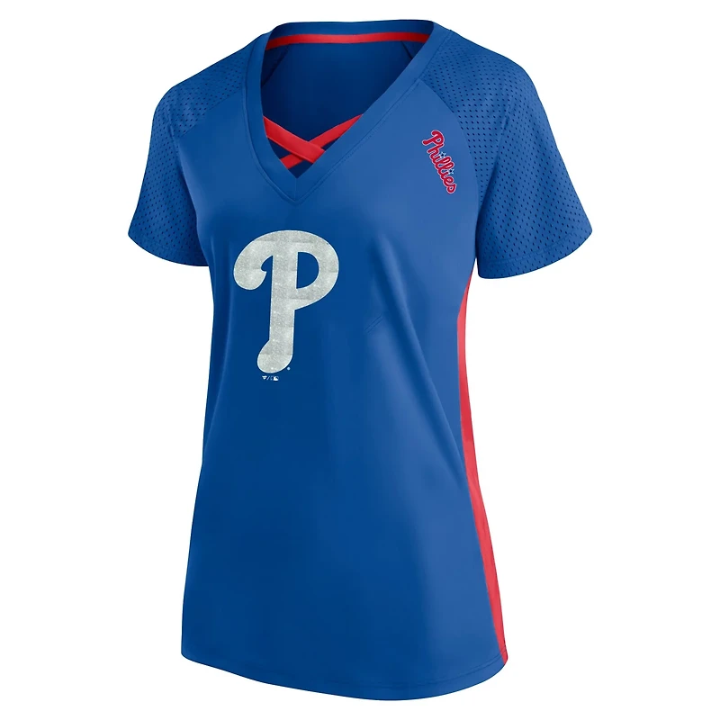 Profile Philadelphia Phillies Plus Glitter Raglan V-Neck T-Shirt