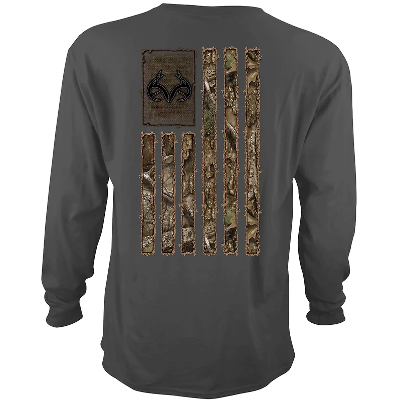 Realtree Men's APX Vertical Flag Long Sleeve Graphic T-shirt