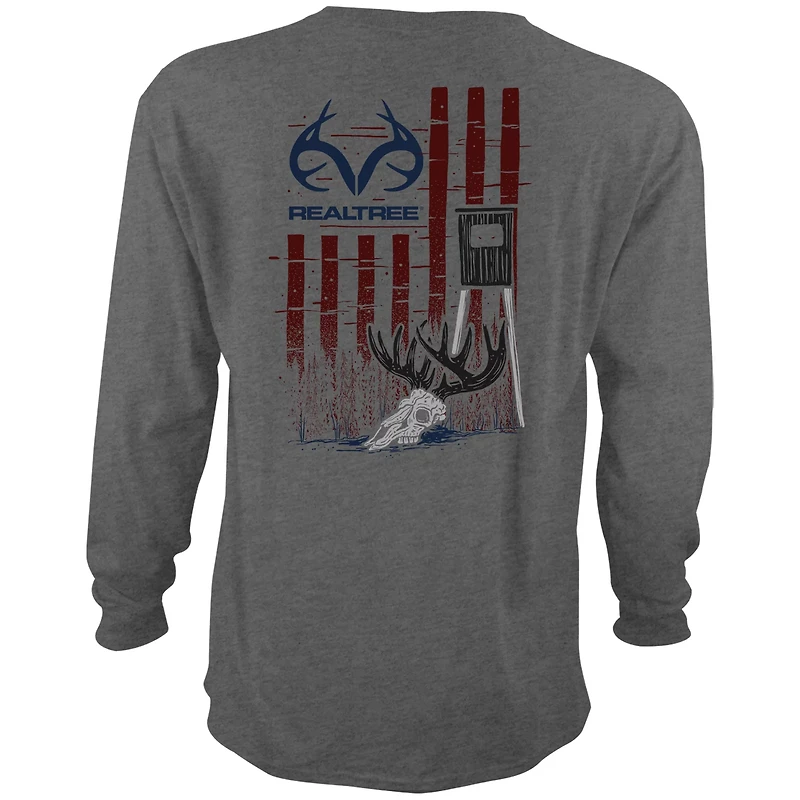 Realtree Men's Deer Stand Flag Long Sleeve Graphic T-shirt