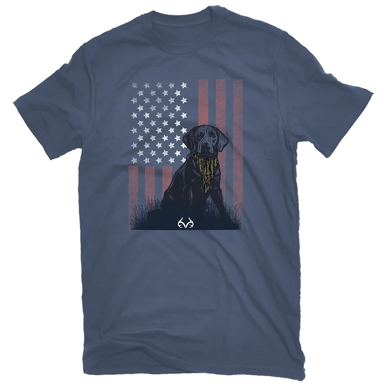 Realtree Women's Lab Puppy Flag Short Sleeve T-shirt