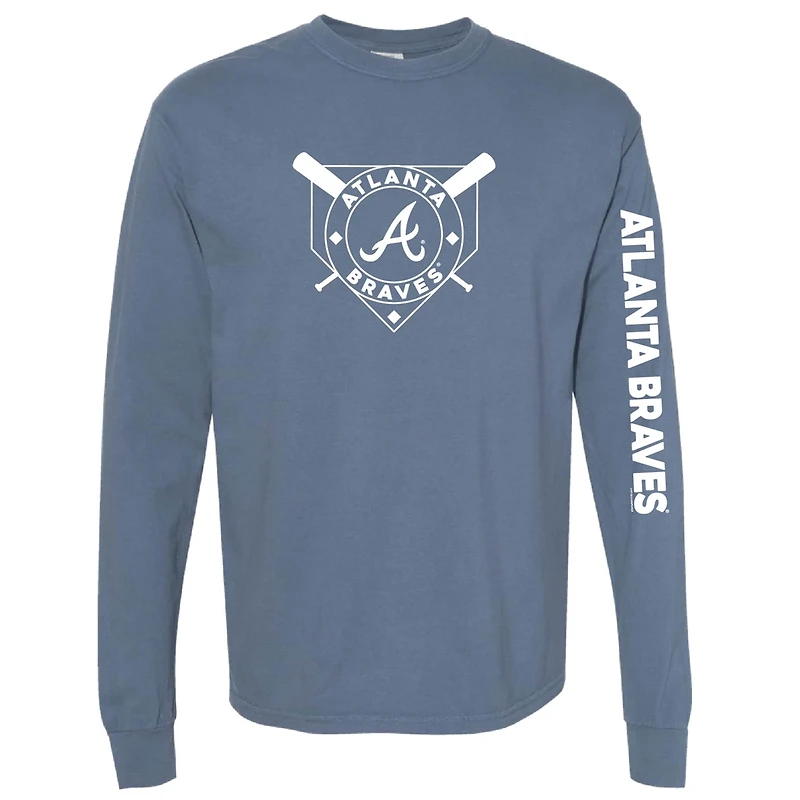 Soft as a Grape Atlanta Braves Pigment Dye Long Sleeve T-Shirt