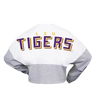 Spirit Jersey LSU Tigers Heather Block Cropped Long Sleeve T-Shirt