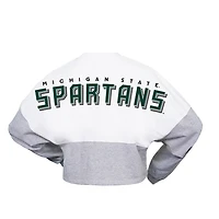 Spirit Jersey Michigan State Spartans Heather Block Cropped Long Sleeve T-Shirt