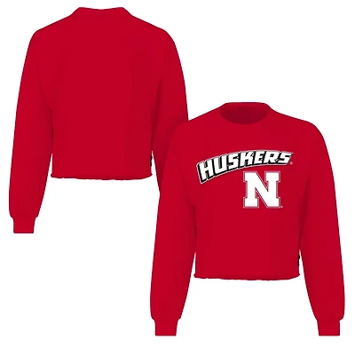 Spirit Jersey Nebraska Huskers Slouchy Cropped Long Sleeve T-Shirt
