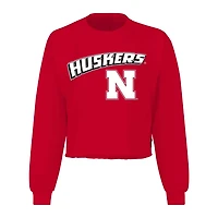 Spirit Jersey Nebraska Huskers Slouchy Cropped Long Sleeve T-Shirt