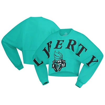 Spirit Jersey New York Liberty Jumbo Print Oversized Cropped Long-Sleeve T-Shirt