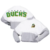 Spirit Jersey Oregon Ducks Heather Block Cropped Long Sleeve T-Shirt