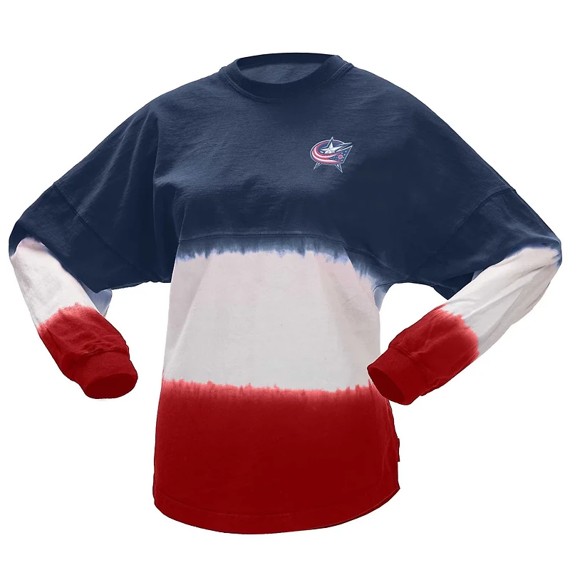 Spirit Jersey /Red Columbus Blue Jackets Ombre Long Sleeve T-Shirt