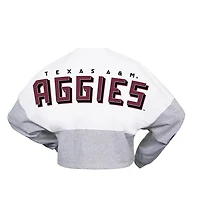 Spirit Jersey Texas AM Aggies Heather Block Cropped Long Sleeve T-Shirt