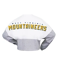 Spirit Jersey West Virginia Mountaineers Heather Block Cropped Long Sleeve T-Shirt