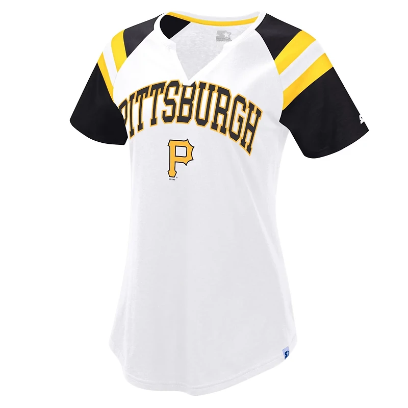 Starter Black Pittsburgh Pirates Game On Notch Neck Raglan T-Shirt