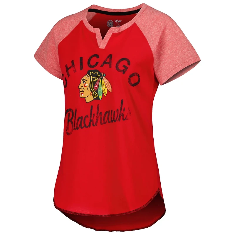 Starter Chicago Blackhawks Grand Slam Raglan Notch Neck T-Shirt