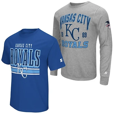 Starter Heather Gray Kansas City s Two-Pack Long Sleeve  Short T-Shirt Set