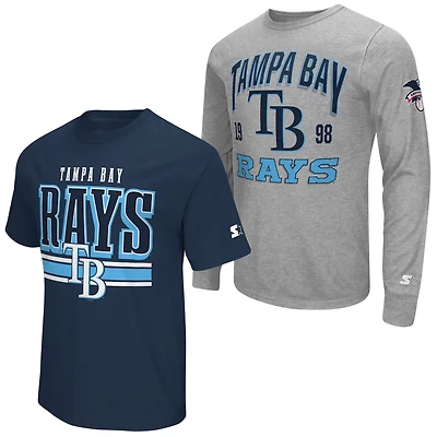 Starter Heather Gray Tampa Bay Rays Two-Pack Long Sleeve Short T-Shirt Set