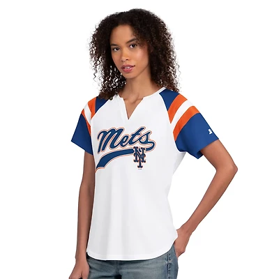 Starter New York Mets Game On Notch Neck Raglan T-Shirt
